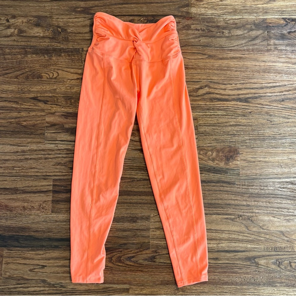 Free People/FP Movement Breathe Deeper Leggings Neon Orange Tangerine XS - Picture 4 of 7